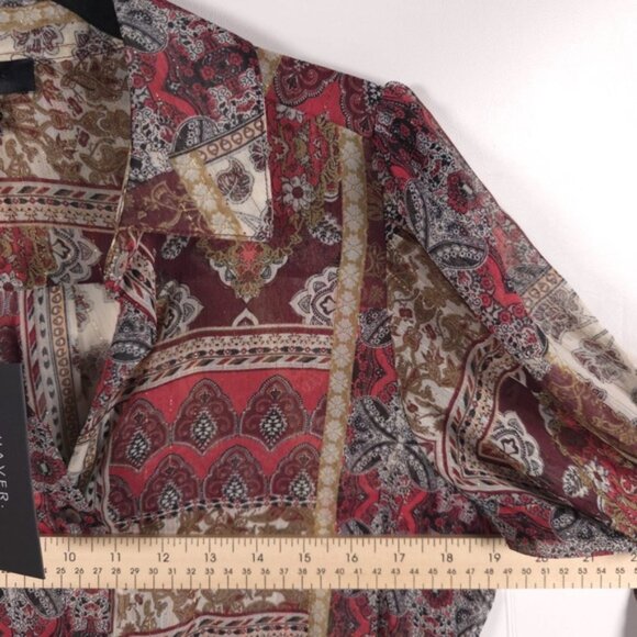 NWT HAVER LONDON Chiffon Floral‎ Button Down Shirt 2 Ways Untied Tied Size S/P - Picture 4 of 11